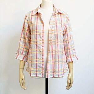 JH Collectibles Pink and Yellow Plaid Button-Down Shirt